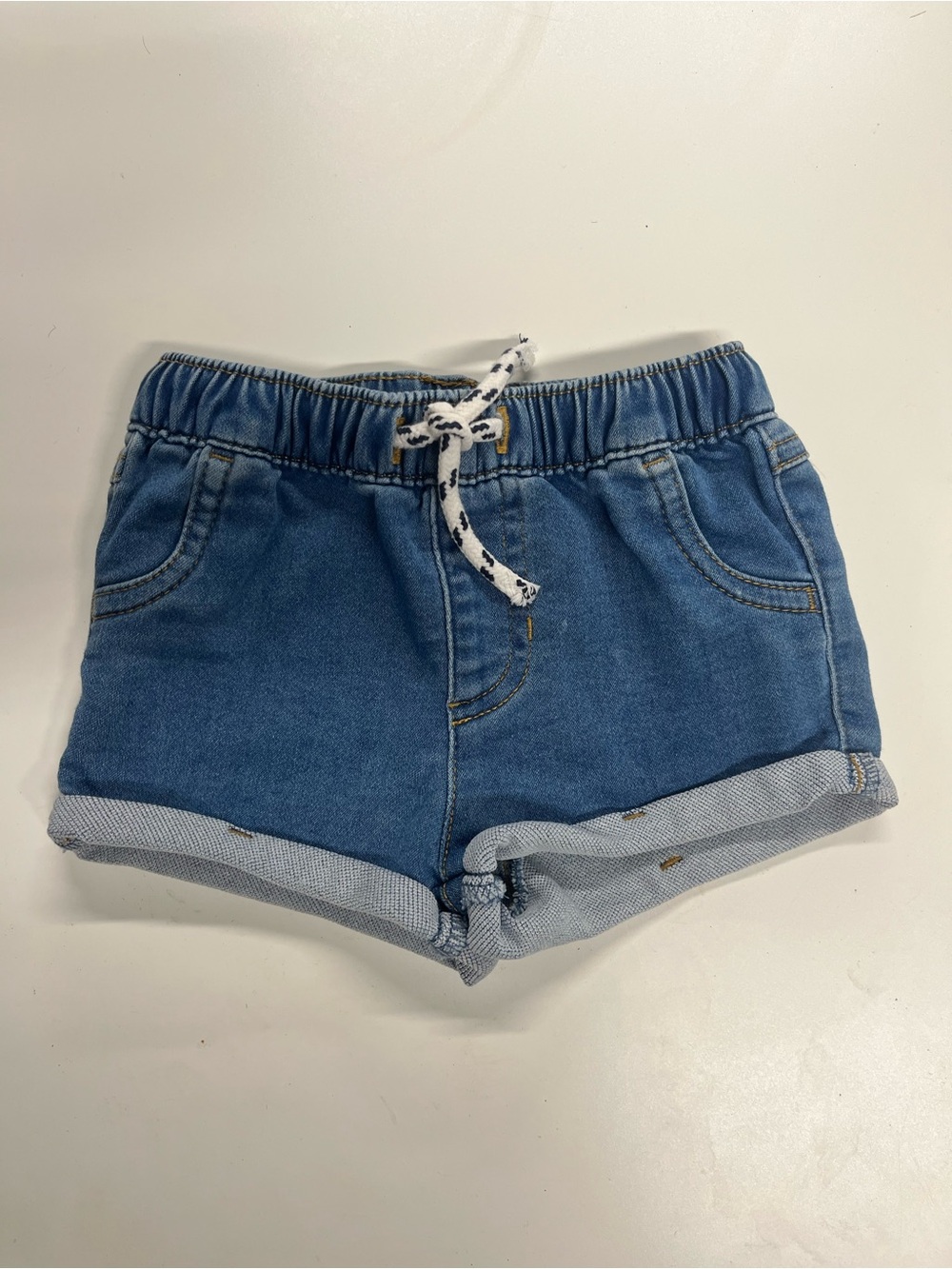 Cat & Jack Blue Denim Roll-Cuff Elastic Waist Shorts